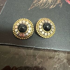 Vintage Elegant Gold and Black Stud Earrings